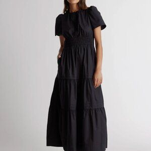 [NWT] QUINCE Organic Cotton Tiered Maxi Dress, XS, Black - Tags on & NEW